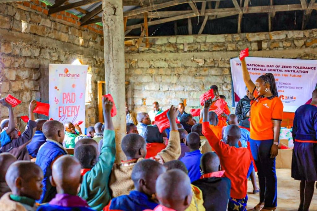 Msichana Uganda Executive Director interacting with girls from Kwisor Girls' School